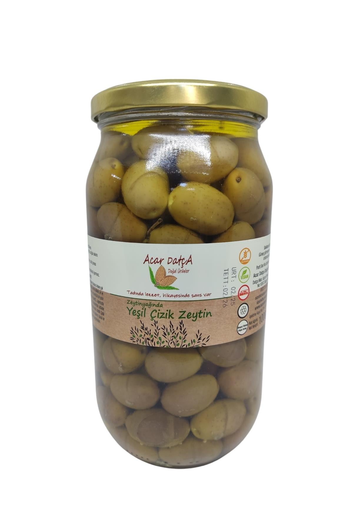 Yeşil Çizik Zeytin 1000 cc (cam)