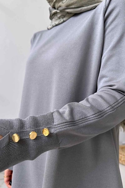 A Form Işıltılı Merserize Tunik - Gri