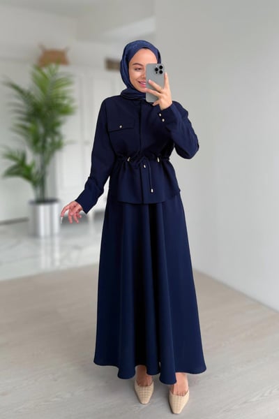 Cep Detay Etekli Takım - Lacivert