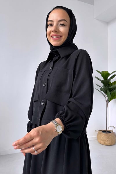 Çift Cep Etekli Takım - Siyah