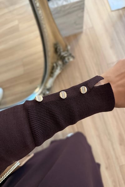 Kemerli Gömlek Yaka Merserize Elbise - Kahverengi