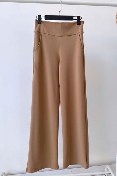 Krep Korsaj Bol Paça Pantolon - Camel