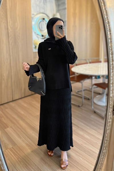 Lady Etekli Merserize Takım - Siyah