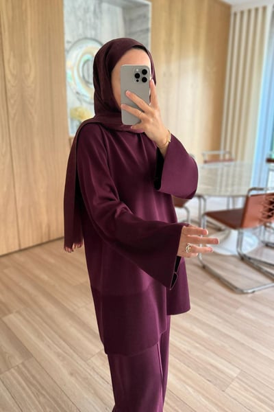 Liora Premium Rayon Takım - Bordo