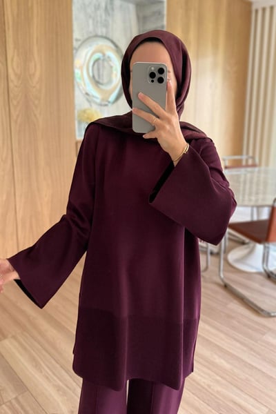 Liora Premium Rayon Takım - Bordo