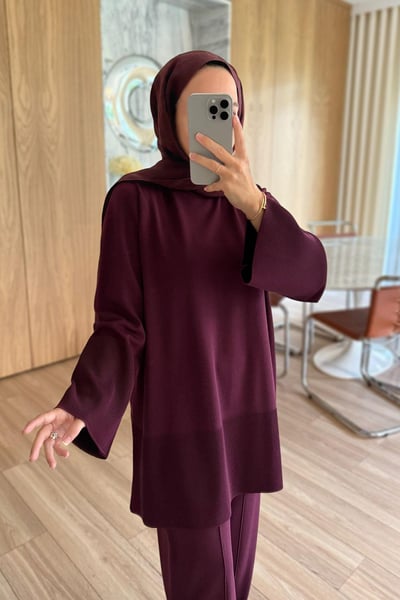 Liora Premium Rayon Takım - Bordo