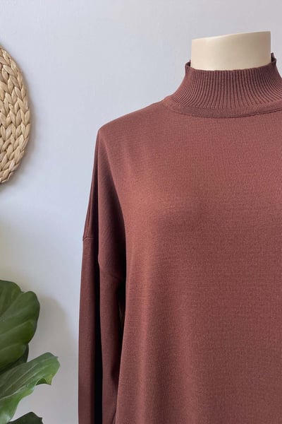 Merserize Triko Elbise - Kahverengi