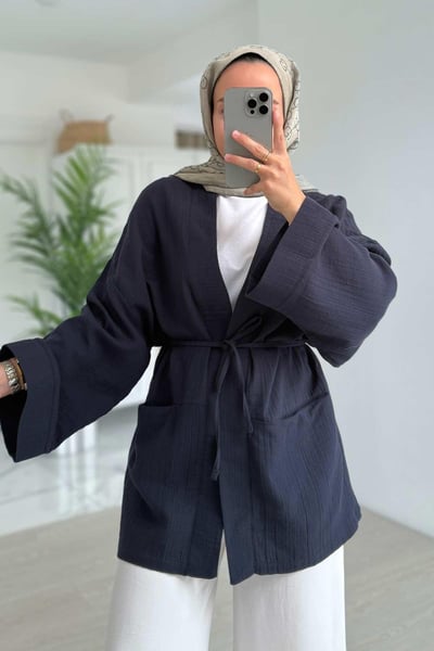 Müslin Kimono - Lacivert