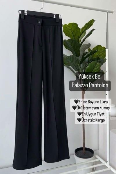 Palazzo Yüksek Bel Pantolon - Siyah