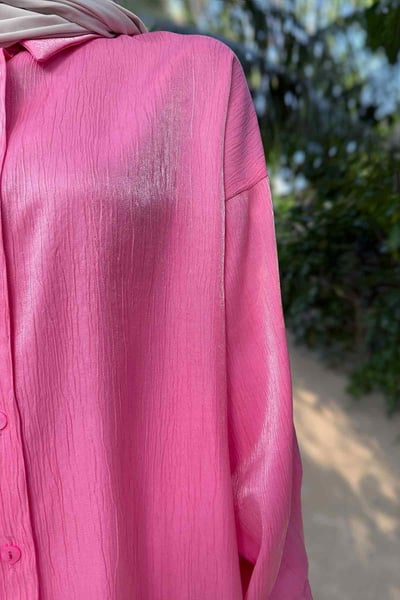 Parlak Dokulu Bol Kesim İkili Takım - Pembe