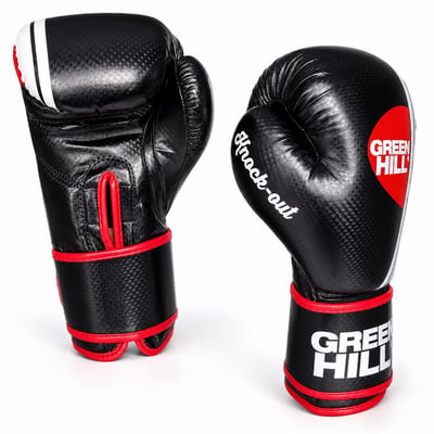 Green Hill Knock Out Carbon Deri Boks ve Kick-Boks Eldiveni Siyah
