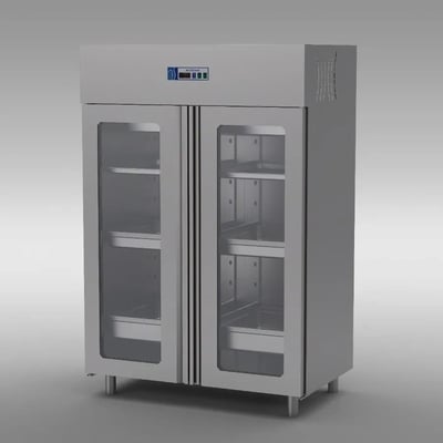 Astema Dik Tip Çift Cam Kapılı Endüstriyel Buzdolabı, 1400 L, 430 Krom