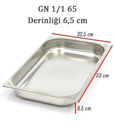 Bilge İnox 1/1-65 Standart GN Küvet, 530*325*65 mm, 9 Lt