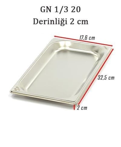 Bilge İnox 1/3-20 Standart GN Küvet, 325*176*20 mm, 0,75 Lt.