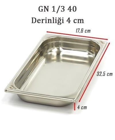 Bilge İnox 1/3-40 Standart GN Küvet, 325*176*40 mm, 1,5 Lt.