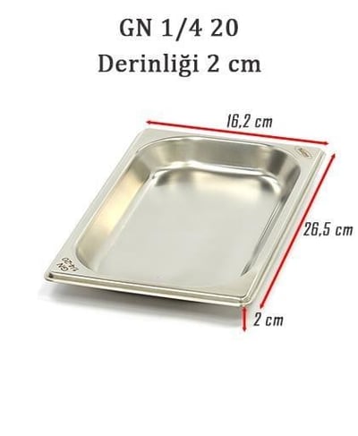 Bilge İnox 1/4-20 Standart GN Küvet, 265*162*20 mm, 0,5 Lt.