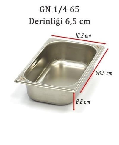 Bilge İnox 1/4-65 Standart GN Küvet, 265*162*65 mm, 1,8 Lt.