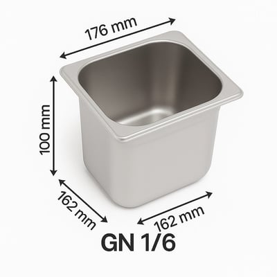 Bilge İnox 1/6-100 Standart GN Küvet, 176*162*100 mm, 1,6 Lt.