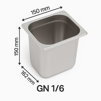 Bilge İnox 1/6-150 Standart GN Küvet, 176*162*150 mm, 2,4 Lt.