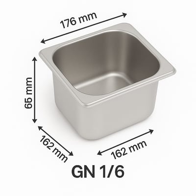 Bilge İnox 1/6-65 Standart GN Küvet, 176*162*65 mm, 1 Lt.