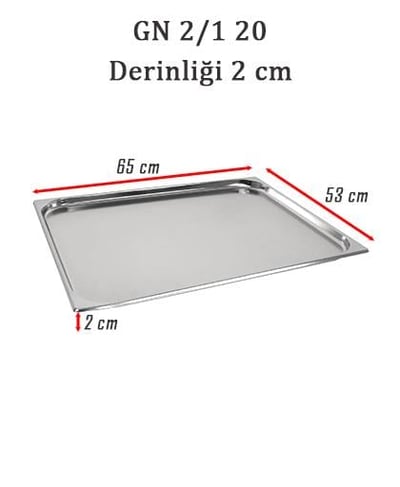 Bilge İnox 2/1-20 Standart GN Küvet, 650*530*20 mm, 5 Lt