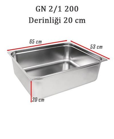Bilge İnox 2/1-200 Standart GN Küvet, 650*530*200 mm, 57,5 Lt