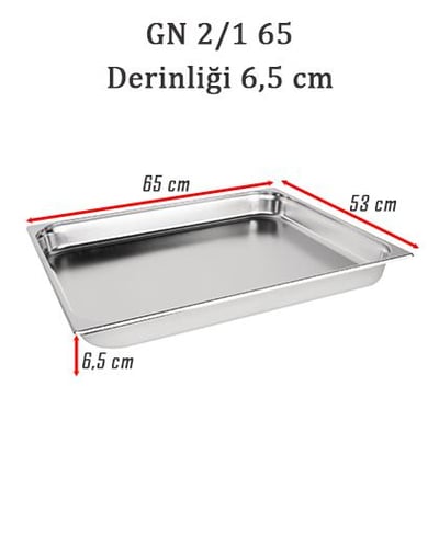 Bilge İnox 2/1-65 Standart GN Küvet, 650*530*65 mm, 18,5 Lt