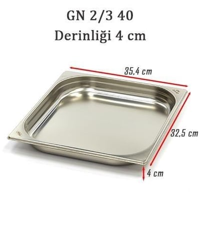 Bilge İnox 2/3-40 Standart GN Küvet, 354*125*40 mm, 3 Lt.