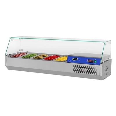 Csa Set Üstü Camlı Garnitürlük, 141*39*46 cm, 5 Adet 1/3 Gn, 430 Krom