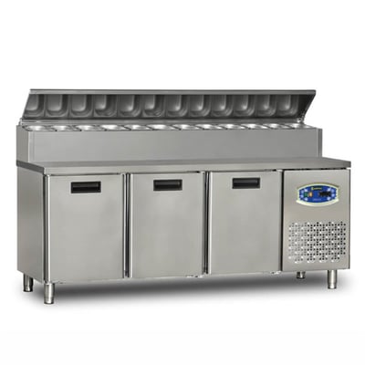 Dampak Üç Kapılı, Alçak Model, Pizza Hazırlık Buzdolabı 450 Lt