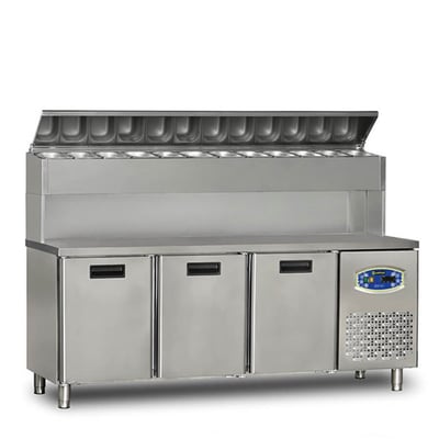 Dampak Üç Kapılı, Yüksek Model, Pizza Hazırlık Buzdolabı 450 Lt