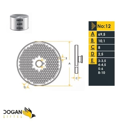 Doğan Çiftel 12 No Et Kıyma Makinesi Paslanmaz  Ayna 6 mm