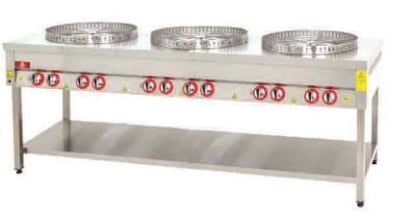 DRN 3'lü Su Böreği Ocağı, Taban Raflı, Doğalgazlı/LPG'li, DRNSBT-3