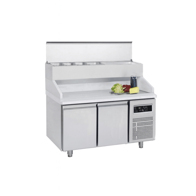 Frenox 140x70x134 cm.7 Adet 1/3 x150 GN Küvet Kapasiteli,Mermer Taplalı, Yükseltilmiş Make-Up,Pizza Hazırlık Dolabı CGN2-YM-MR-R290
