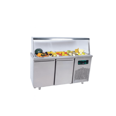 Frenox 140x70x85 cm.4 Adet GN-1/1x150 Küvet Kapasiteli,Camlı Soğuk Servis Üniteli Yatay Tip Buzdolabı BGN2-SGC-R290