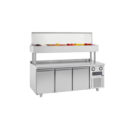 Frenox 186,5x70x142 cm.10 Adet 1/3 x150 GN Küvet Kapasiteli Yükseltilmiş Make-Up,Pizza Hazırlık Dolabı CGN3-YM-R290