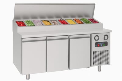 Frenox  186,5x80x109 cm. 10x1/3 Küvet Kapasiteli,2 Kapılı Make-Up,Pizza Hazırlık Dolabı MPN3-R290