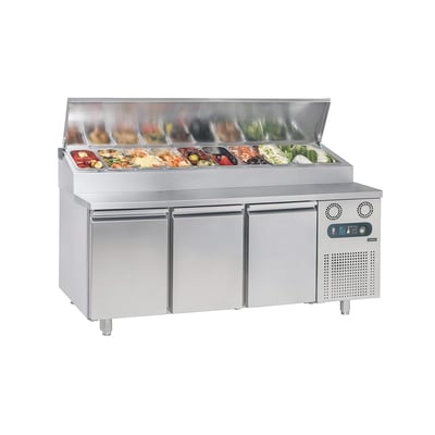 Frenox 186,5x80x109 cm. 10x1/6 Küvet Kapasiteli Make-up,Pizza Hazırlık Dolabı MPN3-06-R290