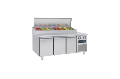 Frenox 186,5x80x109 cm. 7 Adet 1/3x150 Küvet Kapasiteli Make-up,Pizza Hazırlık Dolabı MPN3-7G-R290