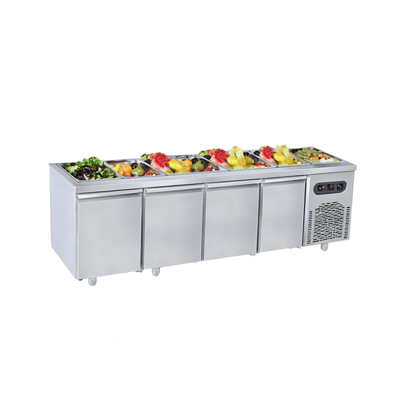 Frenox 233x72.5x85 cm. 6 Adet GN-1/1x150 Küvet Kapasiteli,Statik Soğuk Servis Havuzlu,Yatay Tip Buzdolabı BGN4-SG-CL