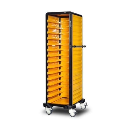 Gastrolley 150 Tekli Servis Tepsi Arabası, 2 Yanı + Arka Kapalı, 57x71x174 cm
