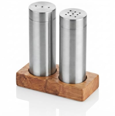 Kitchen Mall 2'Lİ Boru Tuzluk TK Ahşap Standlı KM472