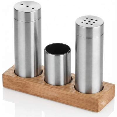 Kitchen Mall 3'LÜ Boru Tuzluk TK Ahşap Standlı KM474