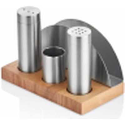 Kitchen Mall 3'LÜ Boru Tuzluk TK +Peçetelik Ahşap Standlı 2'Lİ Boru Tuzluk TK KM475