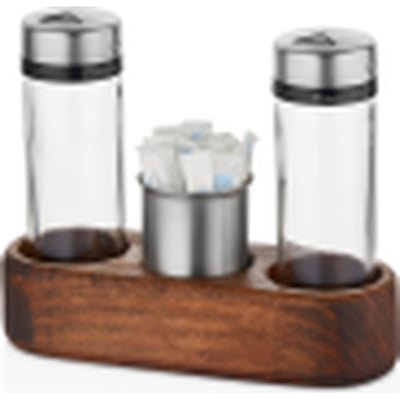 Kitchen Mall 3'LÜ Tuz- Karabiber-kürdanlık/ Stick Şekerlik Venge Standlı KM550