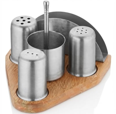 Kitchen Mall 4'LÜ Menaj Tk.telli Ahş.standlı Peçetelikli KM543