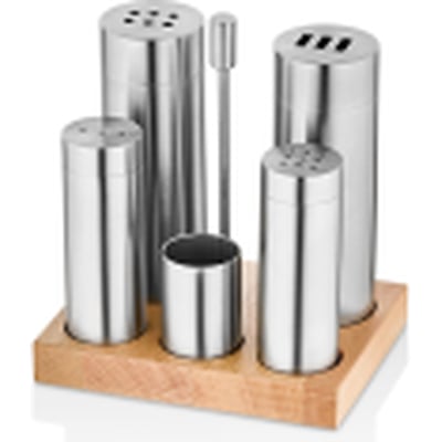 Kitchen Mall 5'Lİ Boru Tuzluk Tk.ahşap Standlı KM506