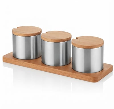 Kitchen Mall Ahşap Kpk.lı 3’LÜ Baharatlık KM547