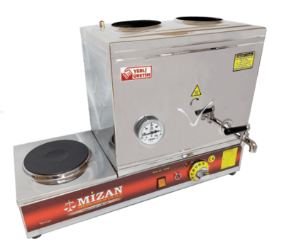Mizan 2 Demlik Krom Elektrikli Çay Kazanı, 26 lt, 304 Kalite, Pleytli