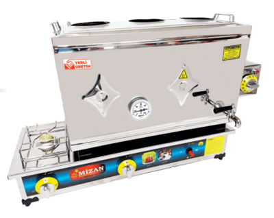 Mizan 3 Demlik Krom Çay Kazanı, 38 Lt, 304 Kalite, LPG+Elektrikli